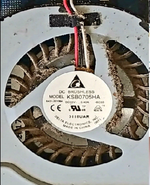 picture of dirty laptop fan full of dust
